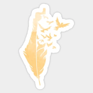 Palestine Feather Map Symbol of Palestinians Love and Struggle for Freedom -Yellow Sticker